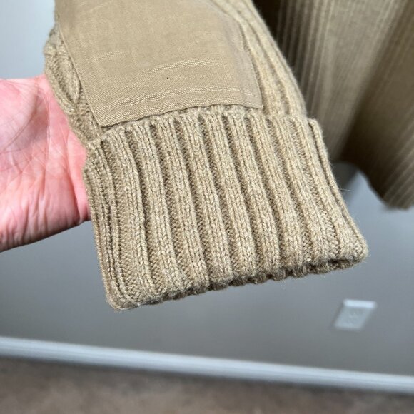 L.L. Bean Commando Merino Wool Sweater Size XL Henley Elbow Patches Brown - Picture 7 of 9